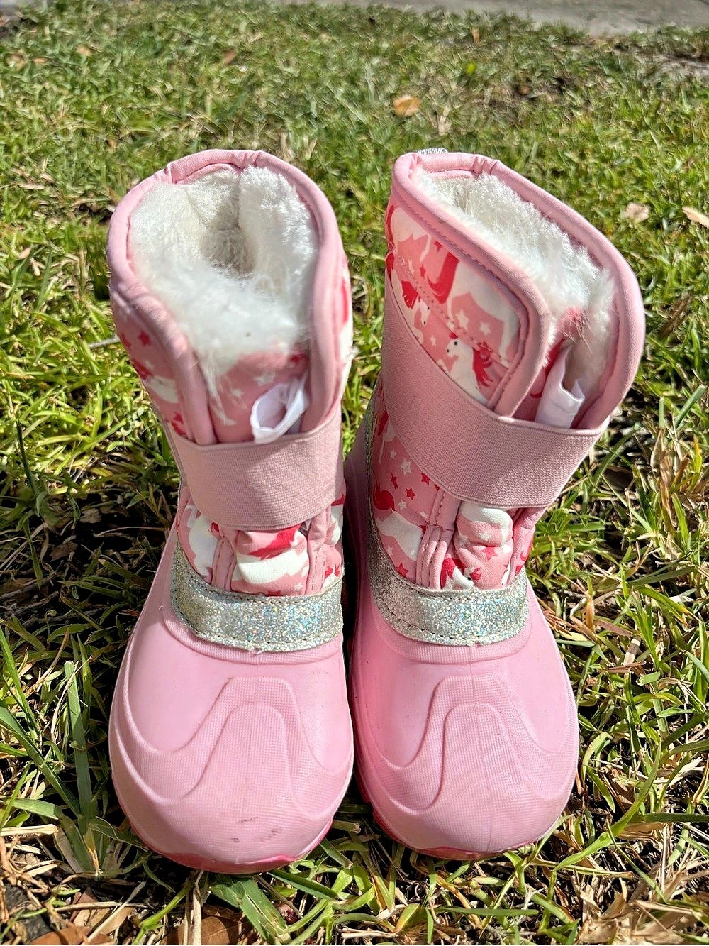 Wonder Nation Pink Silver Winter Boots Girls 9/10
